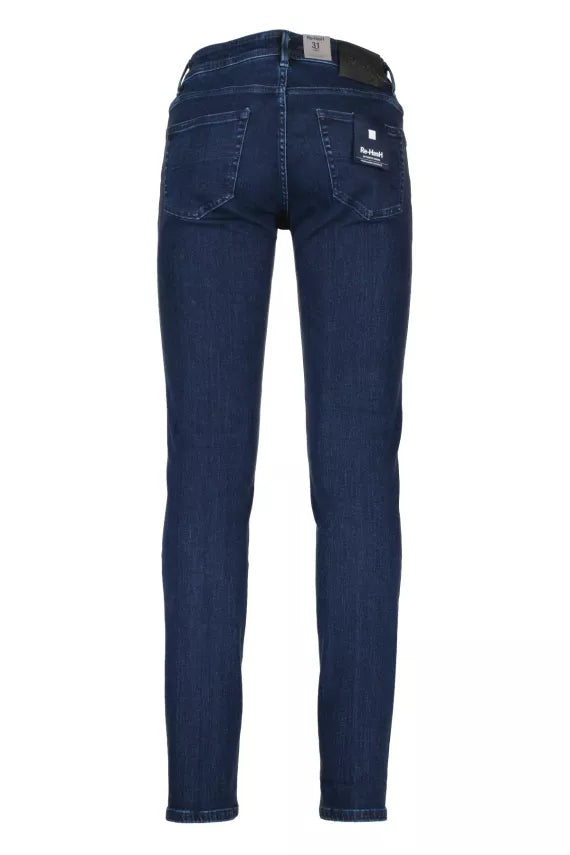 Dark Blue Wash With Blue Stitching Rubens Cotton Slim Fit Jeans - Re-Hash - Boutique Jacques Last Call