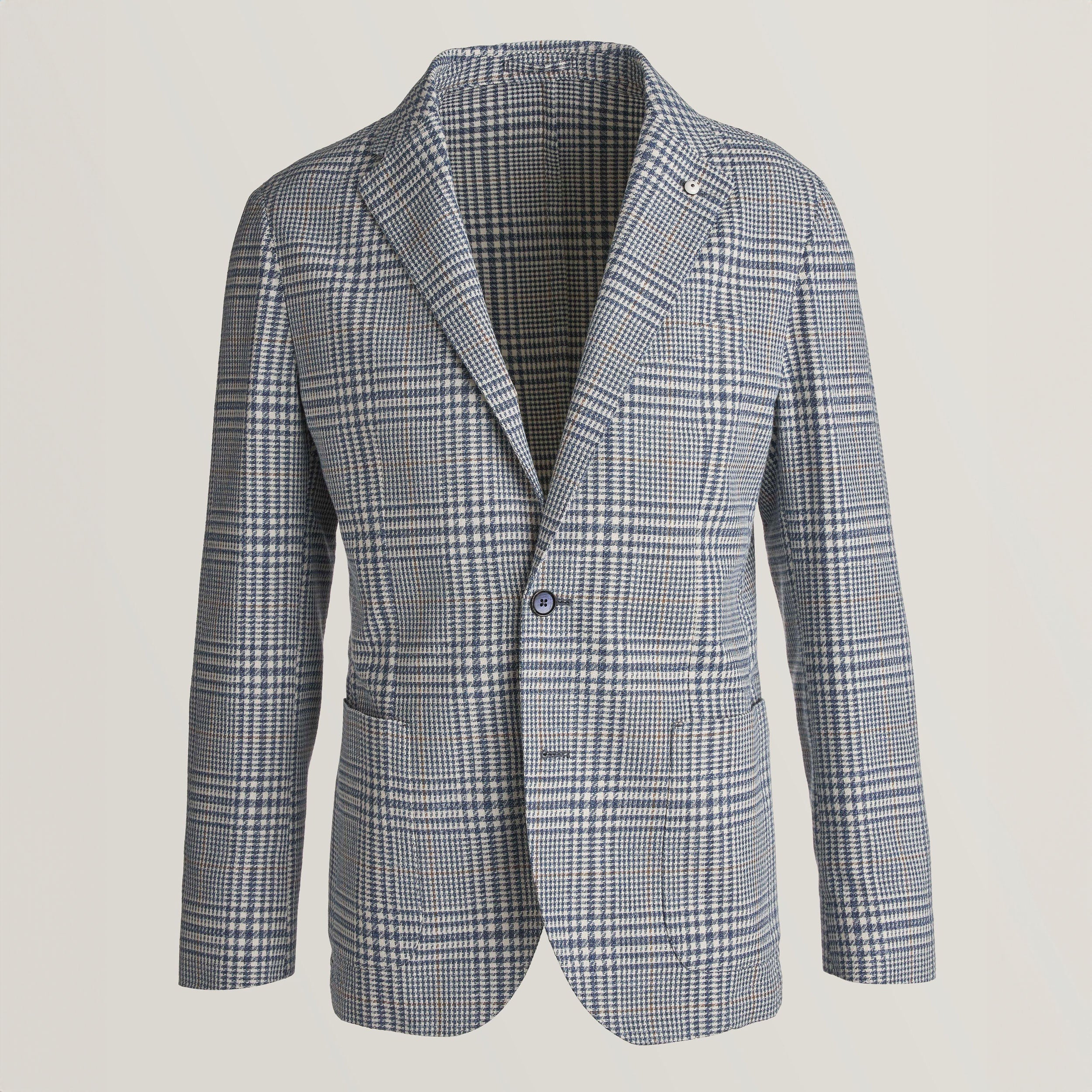 Blue Prince of Wales Cotton Contemporary Fit Sport Jacket - L.B.M 1911