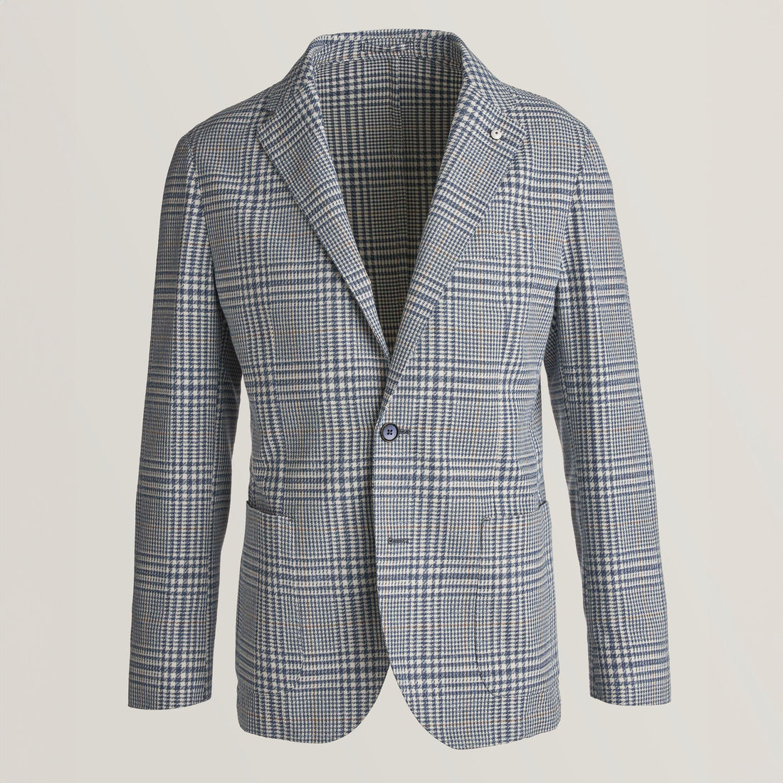 Blue Prince of Wales Cotton Contemporary Fit Sport Jacket - L.B.M 1911