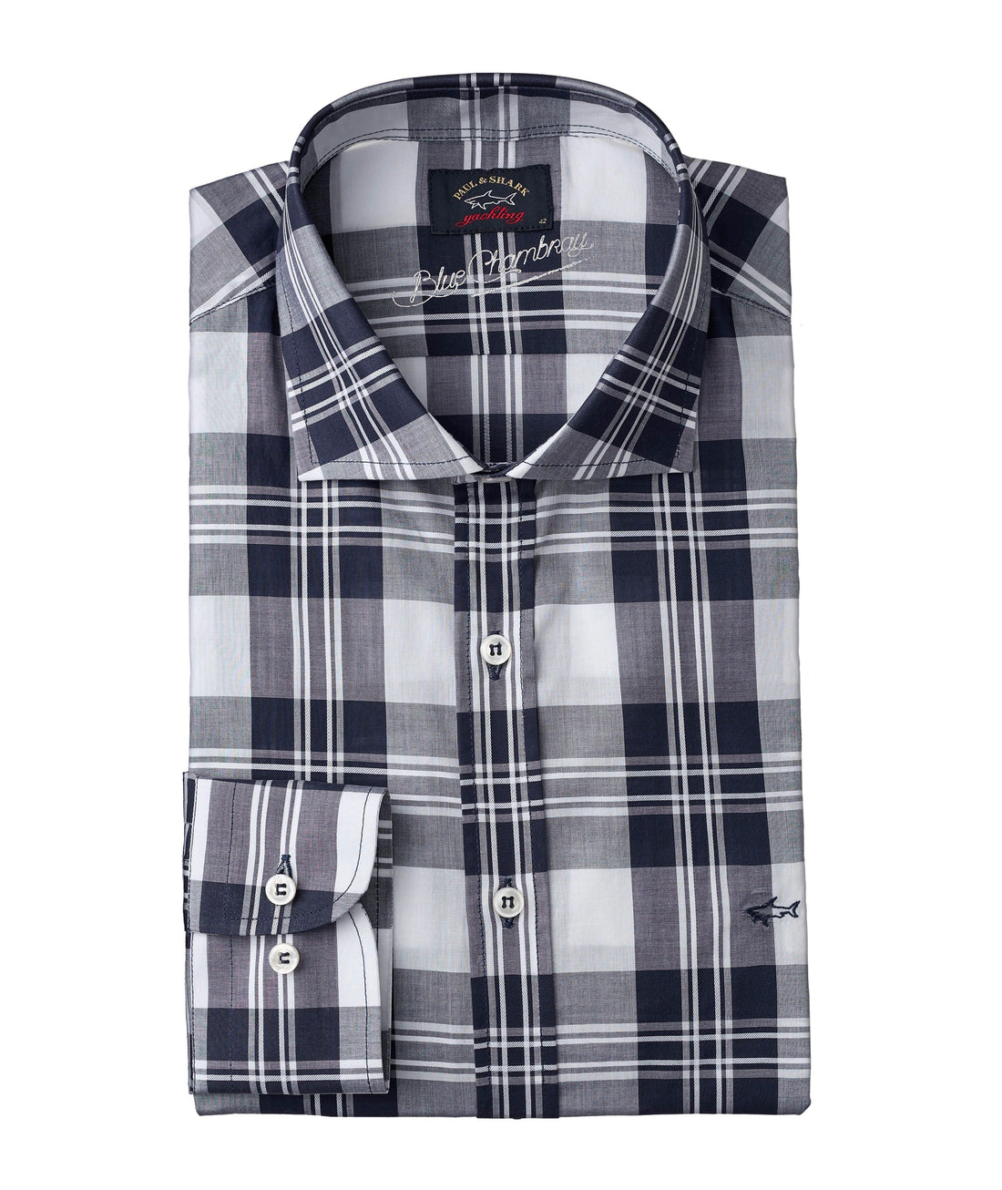 Blue Plaid Cotton Twill Sport Shirt - Paul & Shark - Boutique Jacques International