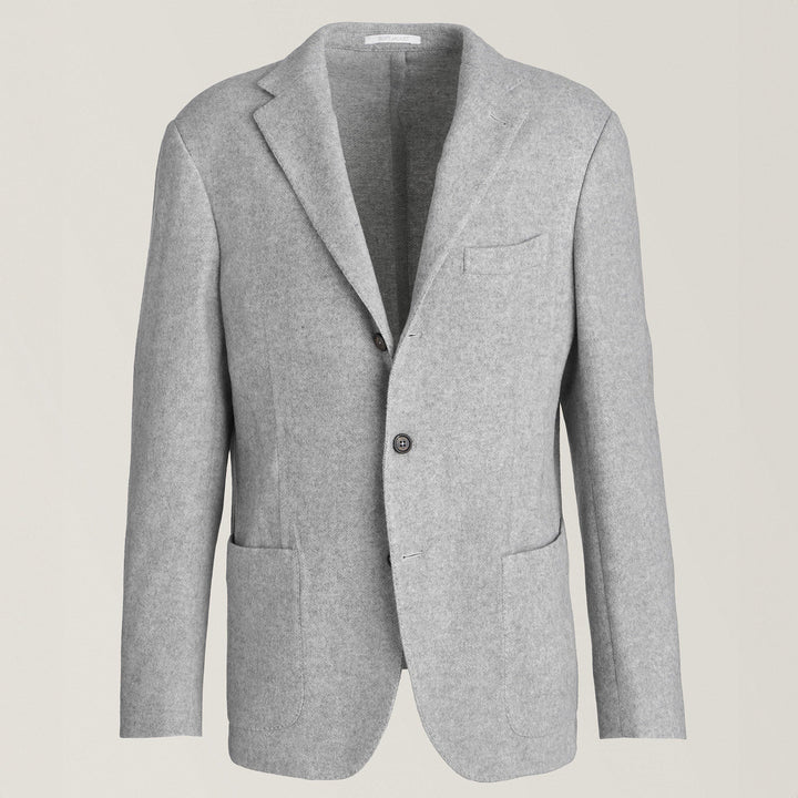 Gray Mélange Herringbone Wool-Cashmere Contemporary Sport Jacket - ELEVENTY - Boutique Jacques Last Call