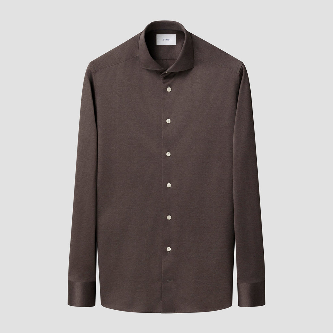 Dark Brown Filo Di Scozia Cotton Knit Slim Fit Shirt - ETON