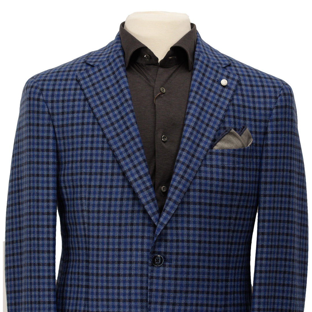 Blue Micro Check Contemporary Fit Sport Jacket - Luigi Bianchi Mantova - Boutique Jacques Last Call