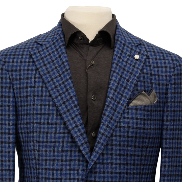 Blue Micro Check Contemporary Fit Sport Jacket - Luigi Bianchi Mantova - Boutique Jacques Last Call