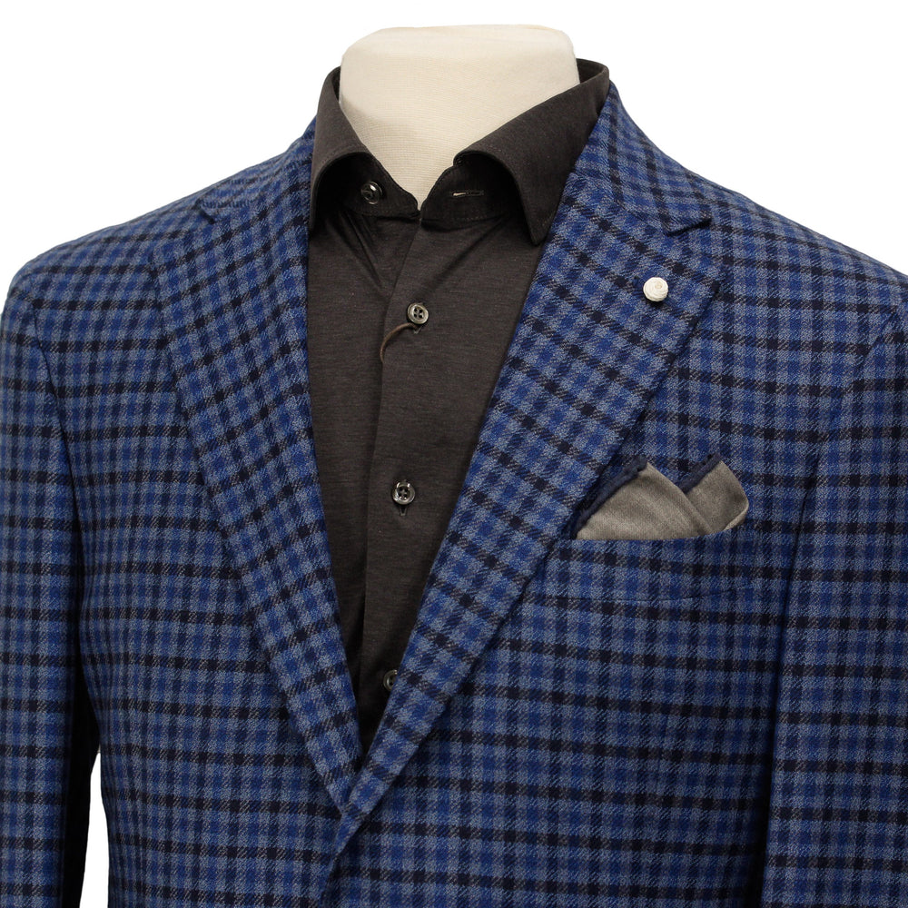 Blue Micro Check Contemporary Fit Sport Jacket - Luigi Bianchi Mantova - Boutique Jacques Last Call