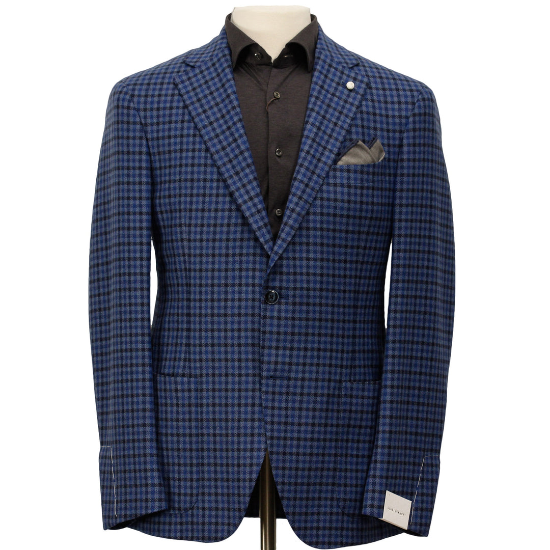Blue Micro Check Contemporary Fit Sport Jacket - Luigi Bianchi Mantova - Boutique Jacques Last Call