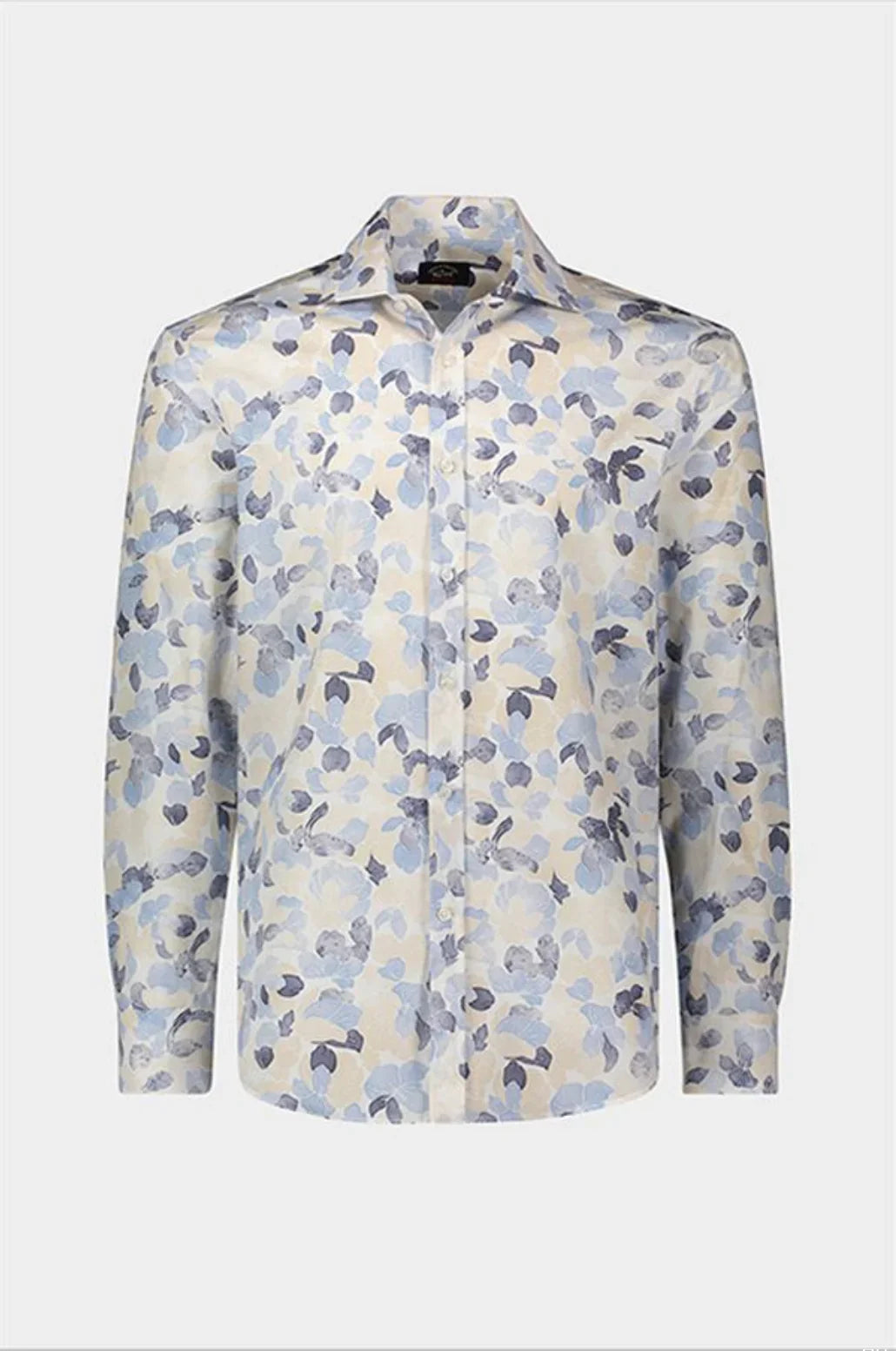 Blue Floral Poplin Casual Shirt - Paul & Shark - Boutique Jacques Last Call