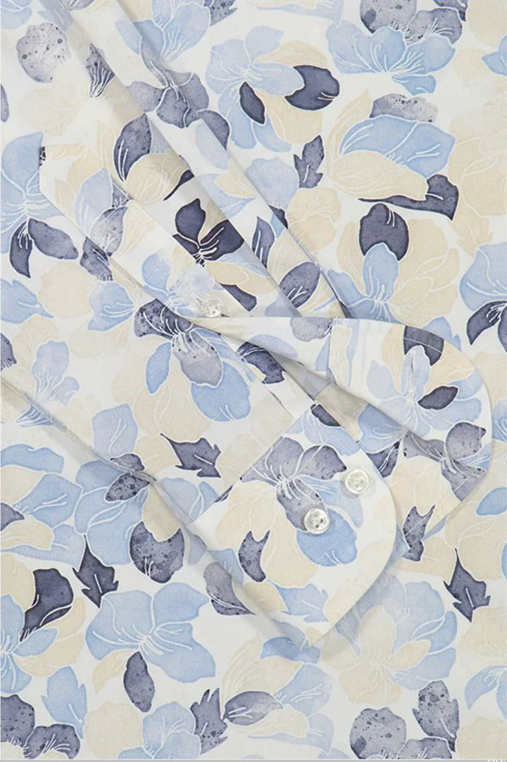 Blue Floral Poplin Casual Shirt - Paul & Shark - Boutique Jacques Last Call