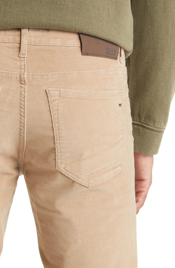 Beige Chuck Five-Pocket Slim Fit Corduroy Pants - Brax - Boutique Jacques Last Call
