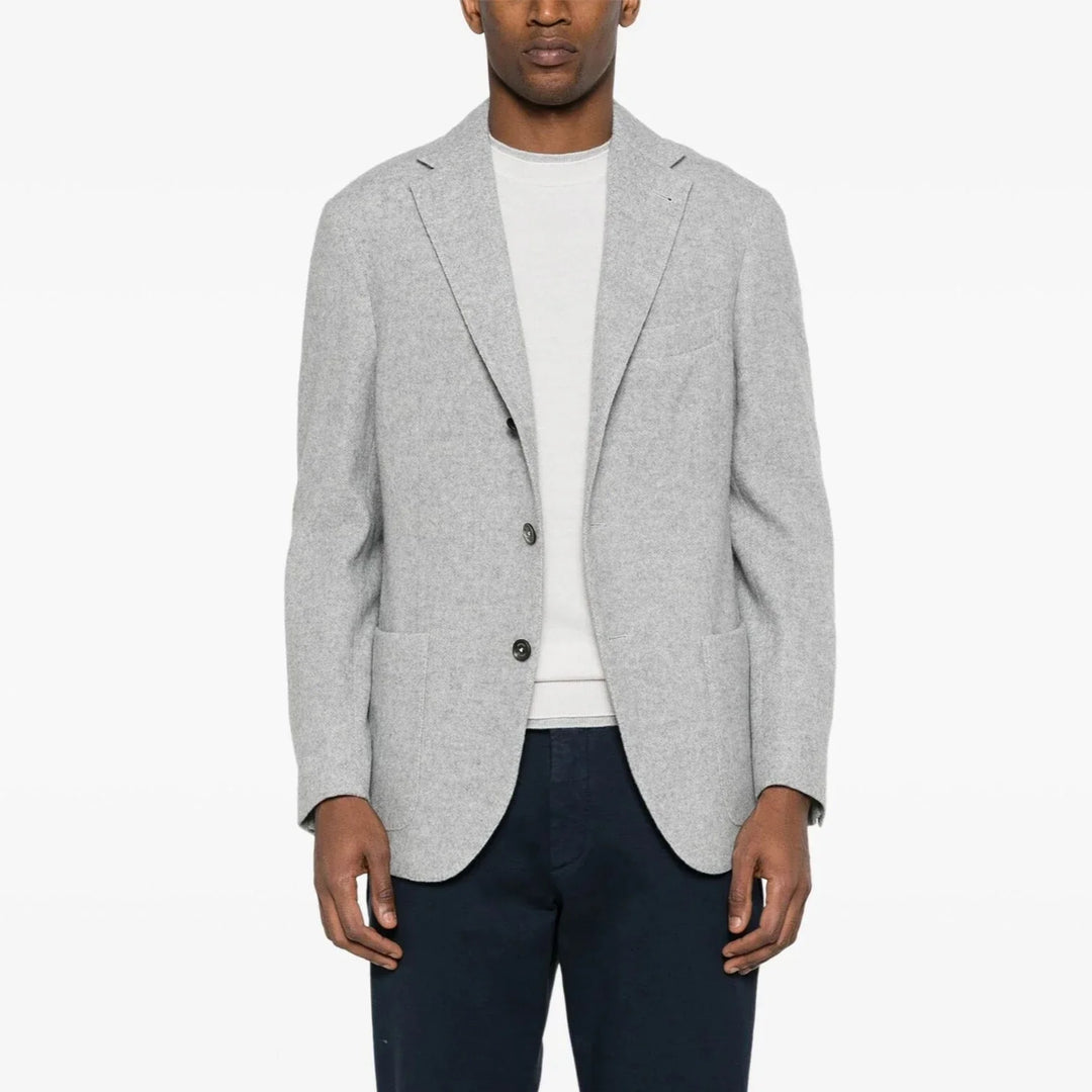 Gray Mélange Herringbone Wool-Cashmere Contemporary Sport Jacket - ELEVENTY - Boutique Jacques Last Call