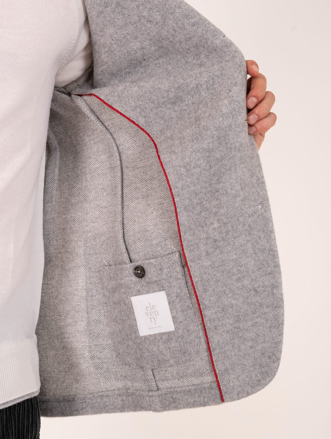Gray Mélange Herringbone Wool-Cashmere Contemporary Sport Jacket - ELEVENTY - Boutique Jacques Last Call