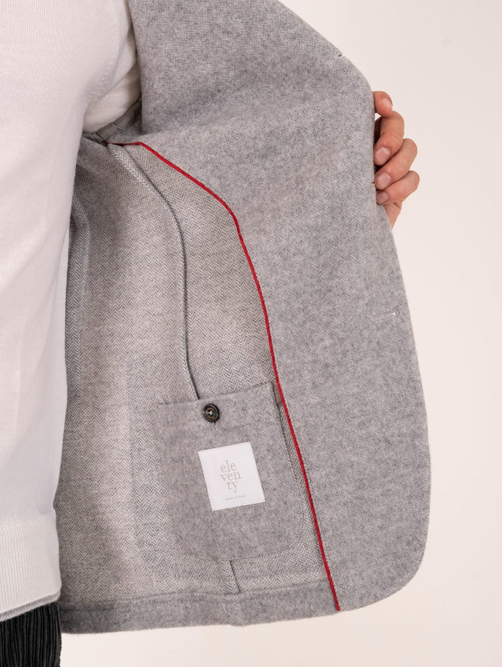 Gray Mélange Herringbone Wool-Cashmere Contemporary Sport Jacket - ELEVENTY - Boutique Jacques Last Call