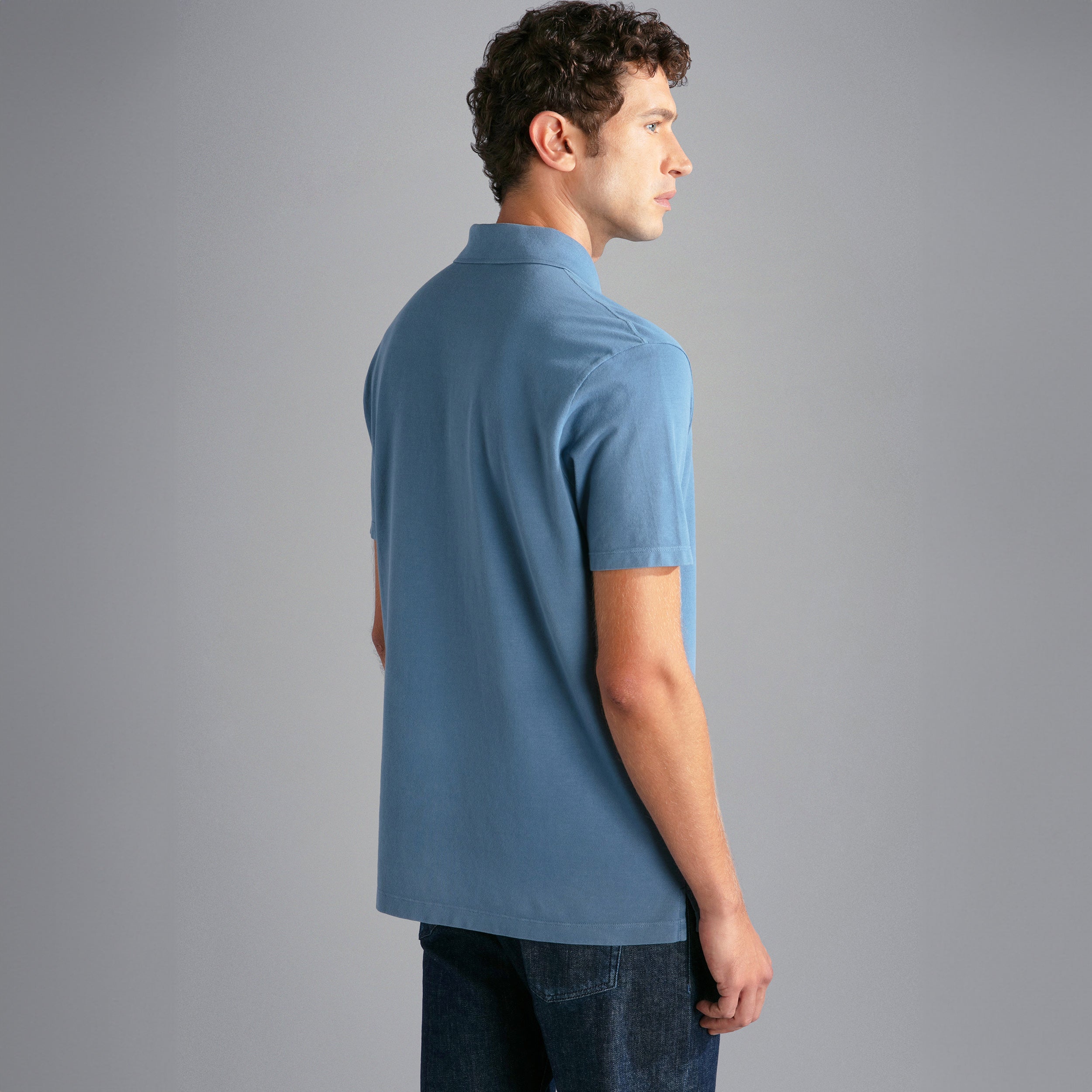 Denim Blue Garment Dyed Short Sleeve Cotton Polo Shirt - PAUL & SHARK