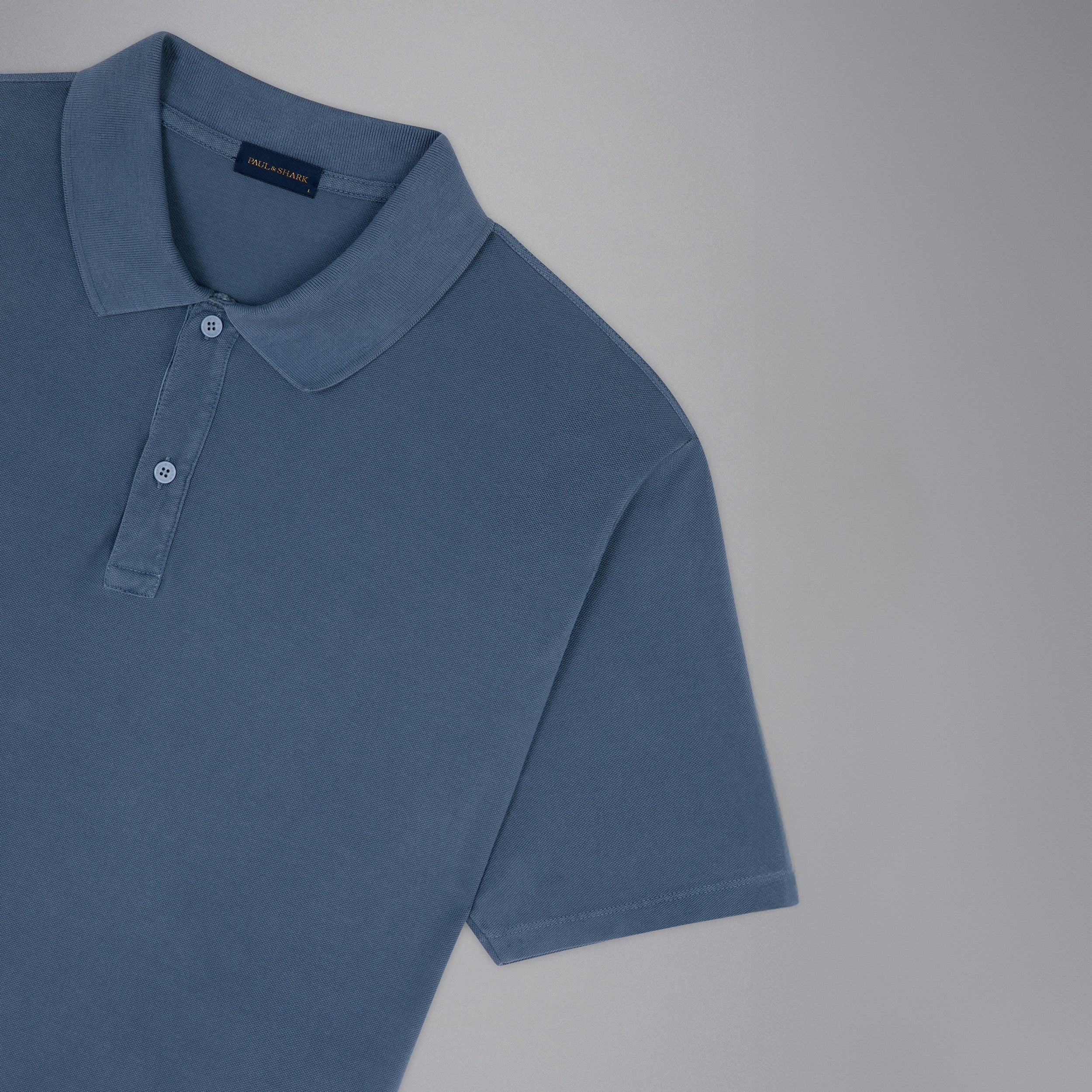 Denim Blue Garment Dyed Short Sleeve Cotton Polo Shirt - PAUL & SHARK