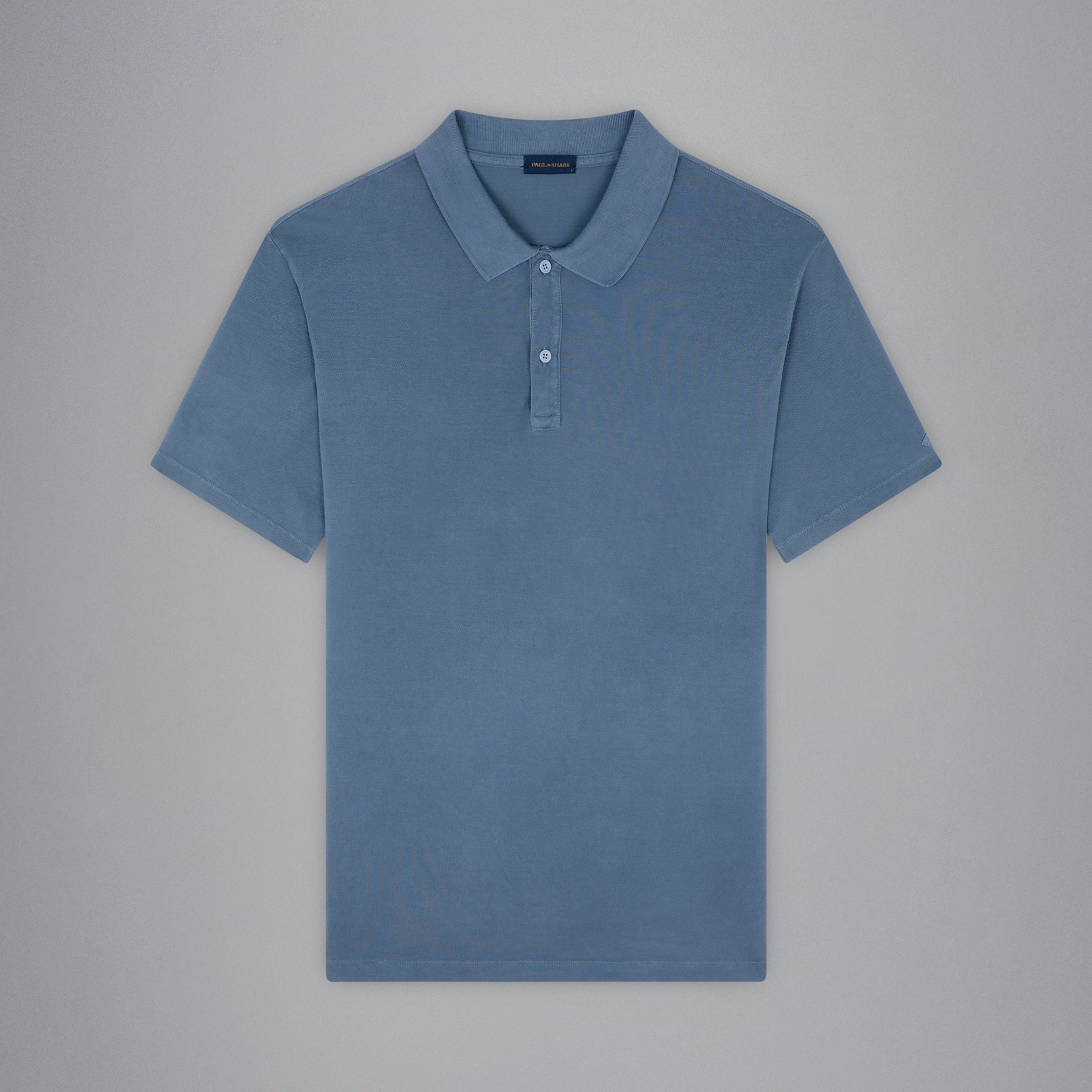 Denim Blue Garment Dyed Short Sleeve Cotton Polo Shirt - PAUL & SHARK