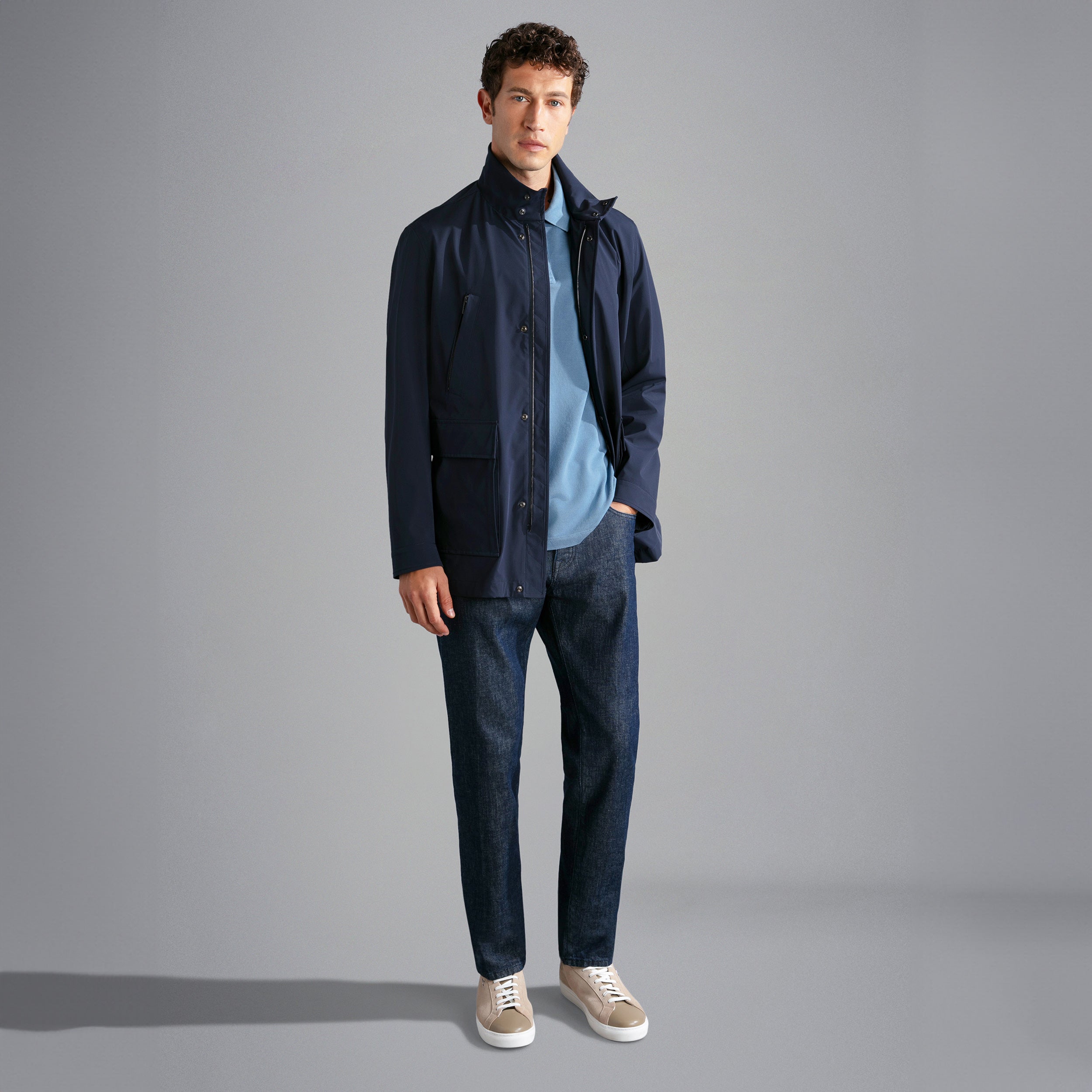 Denim Blue Garment Dyed Short Sleeve Cotton Polo Shirt - PAUL & SHARK