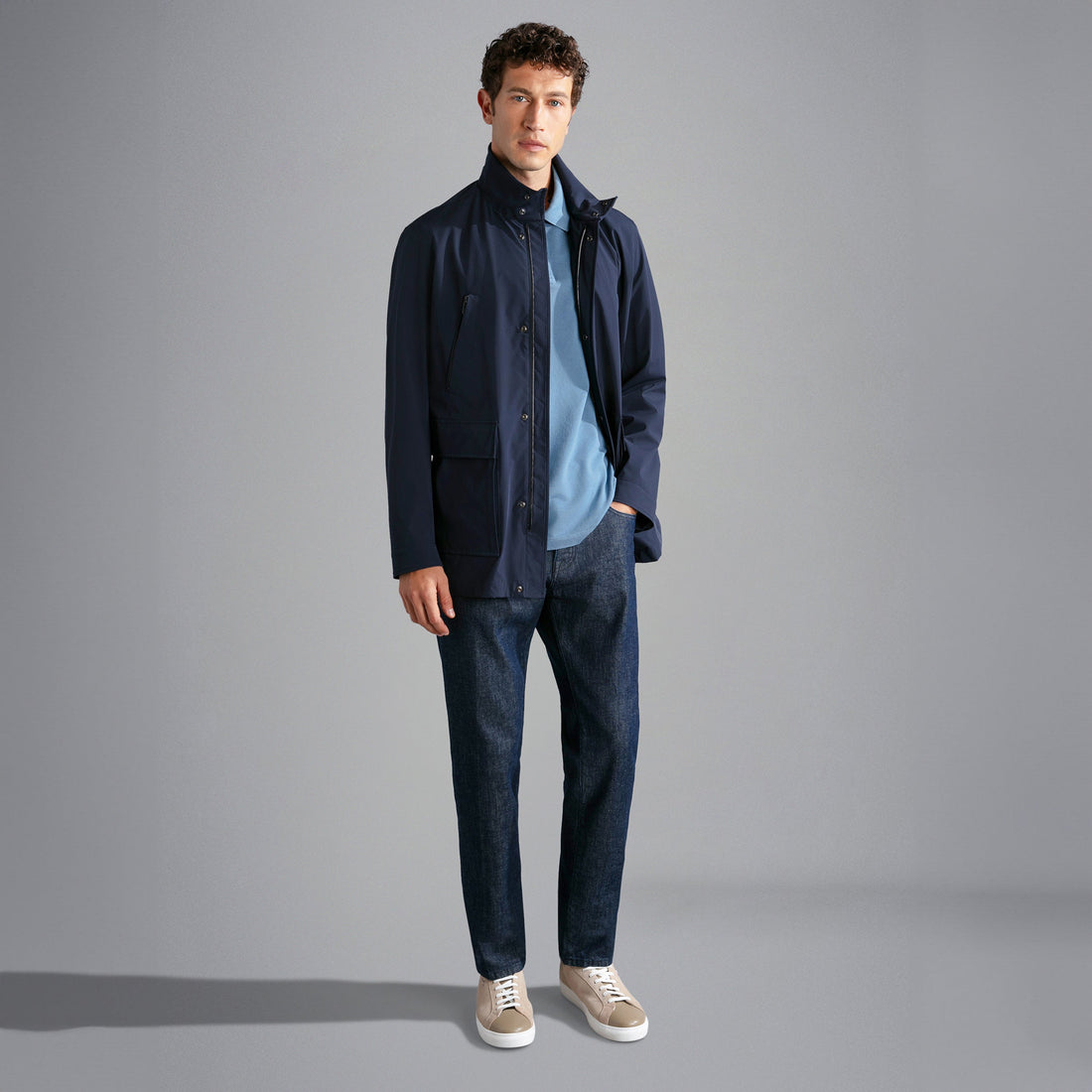 Denim Blue Garment Dyed Short Sleeve Cotton Polo Shirt - PAUL & SHARK