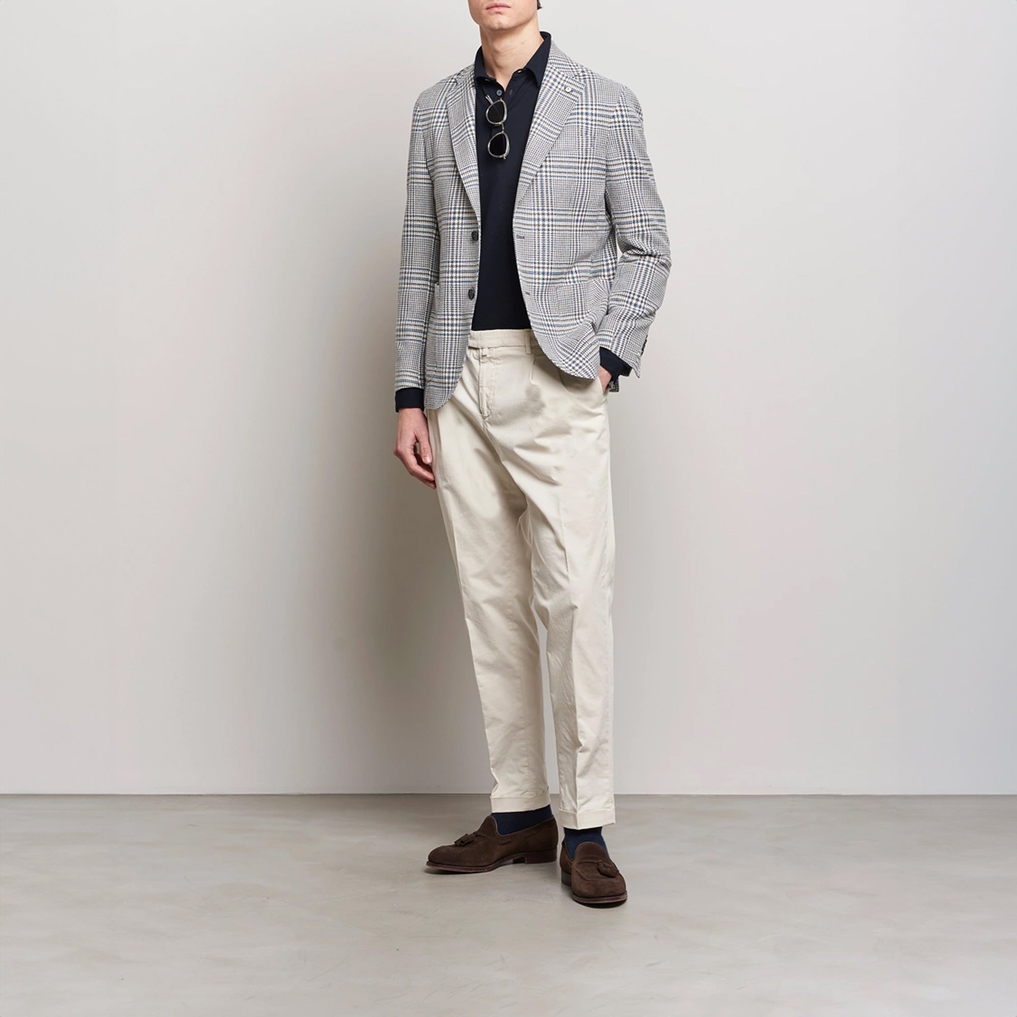 Blue Prince of Wales Cotton Contemporary Fit Sport Jacket - L.B.M 1911