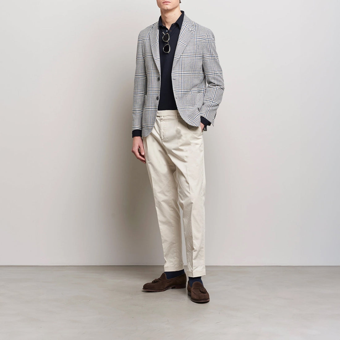 Blue Prince of Wales Cotton Contemporary Fit Sport Jacket - L.B.M 1911