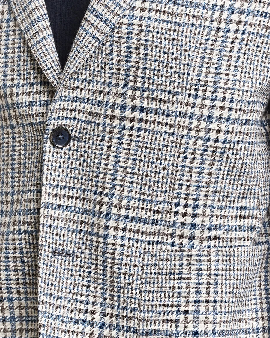 Blue Prince of Wales Cotton Contemporary Fit Sport Jacket - L.B.M 1911