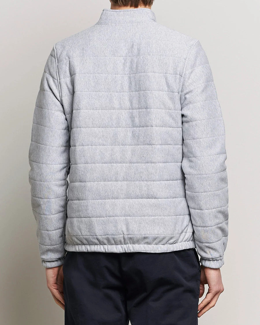 Light Grey Quilted Flannel Cotton Zip Bomber - Stenströms