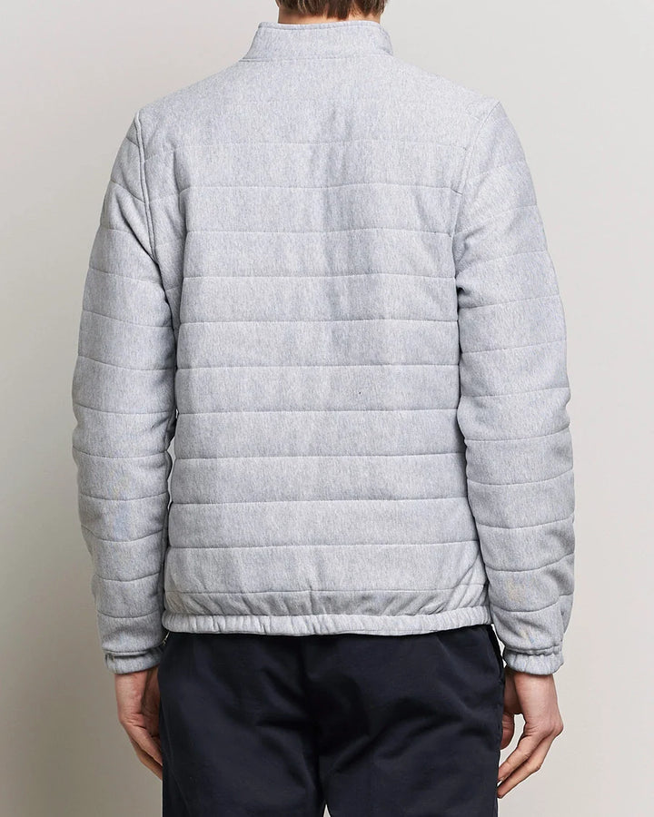 Light Grey Quilted Flannel Cotton Zip Bomber - Stenströms