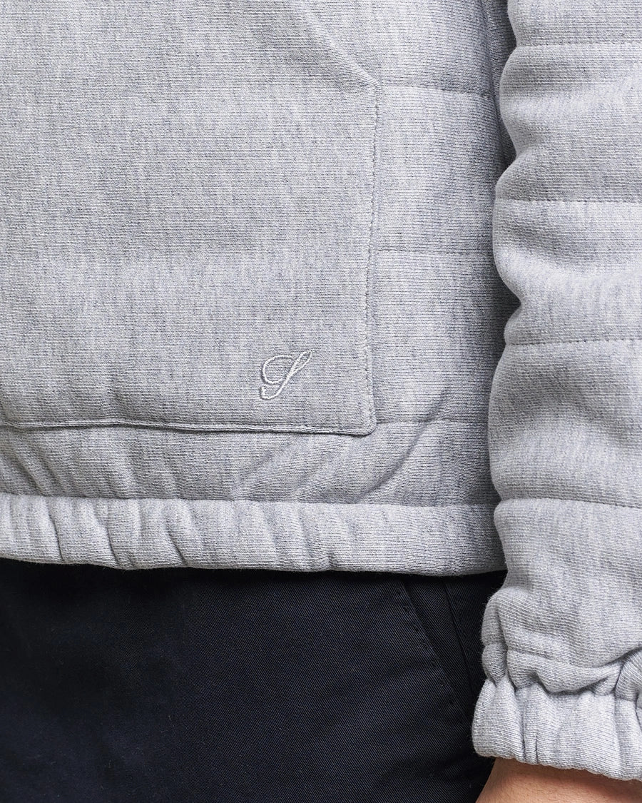 Light Grey Quilted Flannel Cotton Zip Bomber - Stenströms
