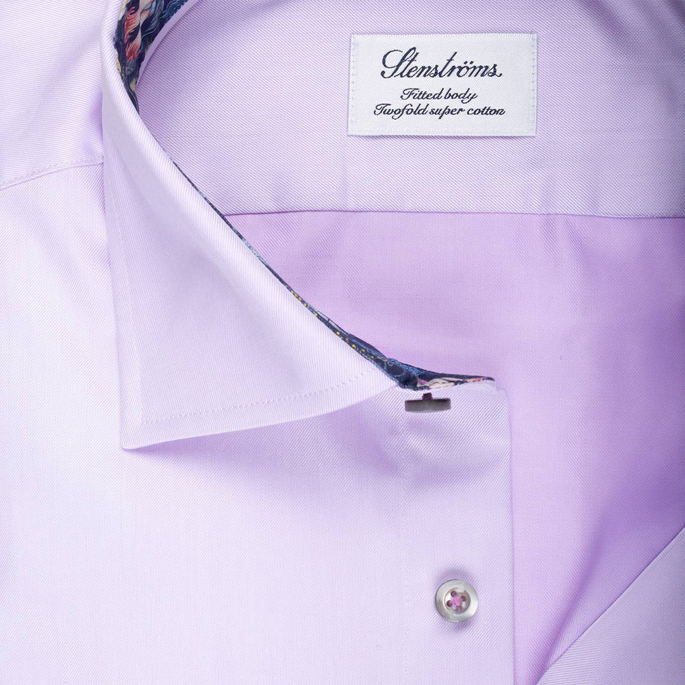 Lavender Contrast Twill Fitted Body Shirt - Stenströms - Boutique Jacques Last Call