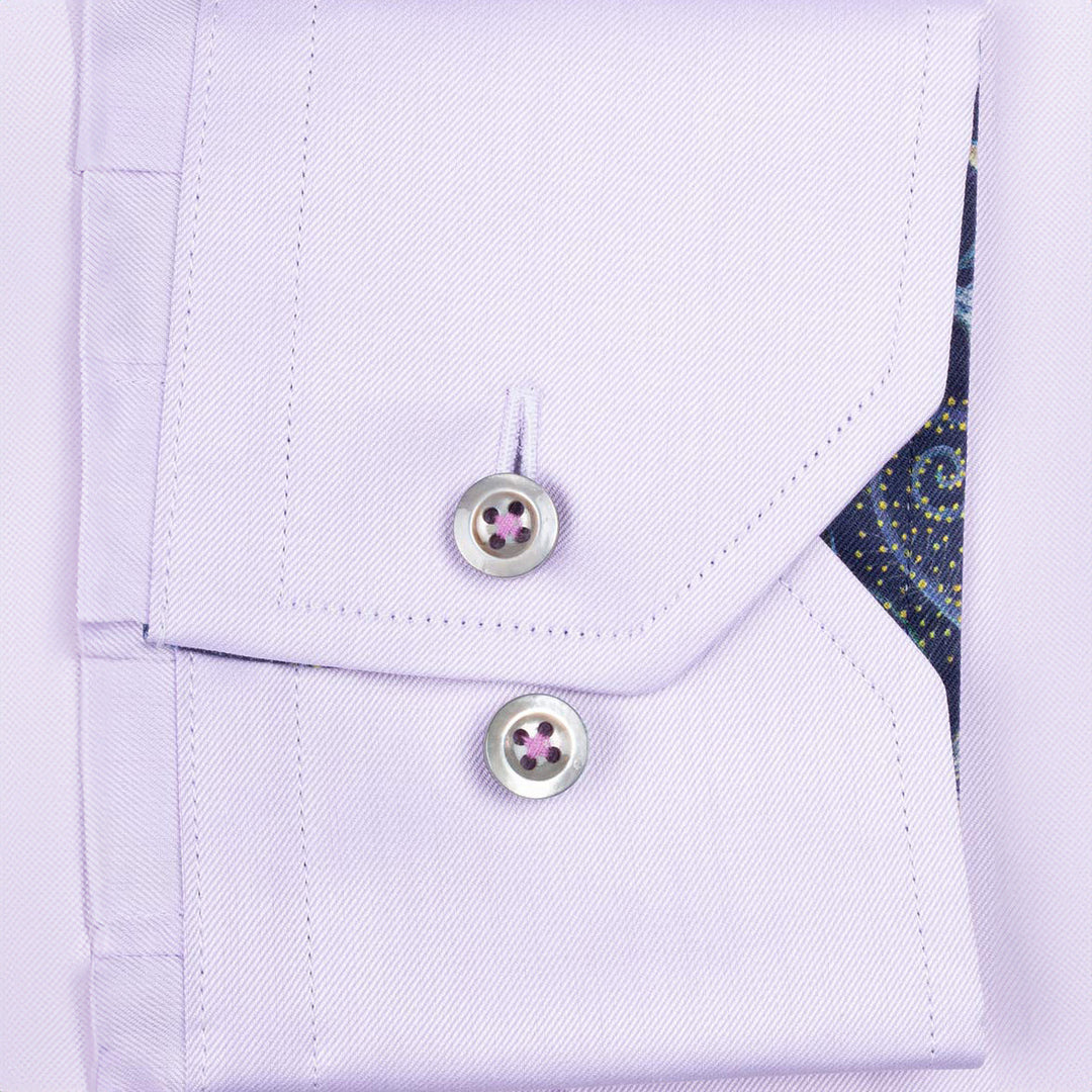 Lavender Contrast Twill Fitted Body Shirt - Stenströms - Boutique Jacques Last Call