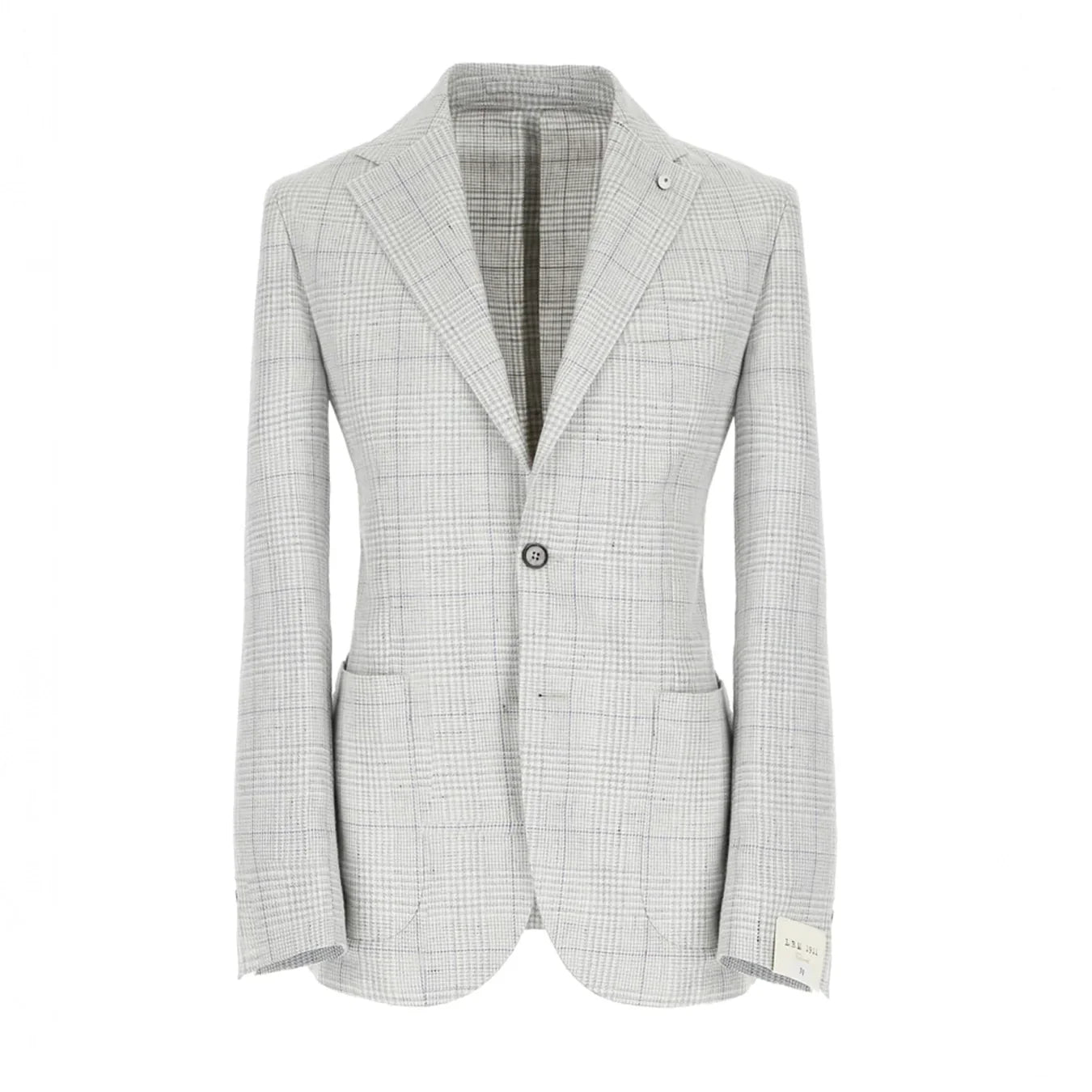 Light Gray Prince of Wales Linen-Cotton Contemporary Fit Sport Jacket - L.B.M 1911