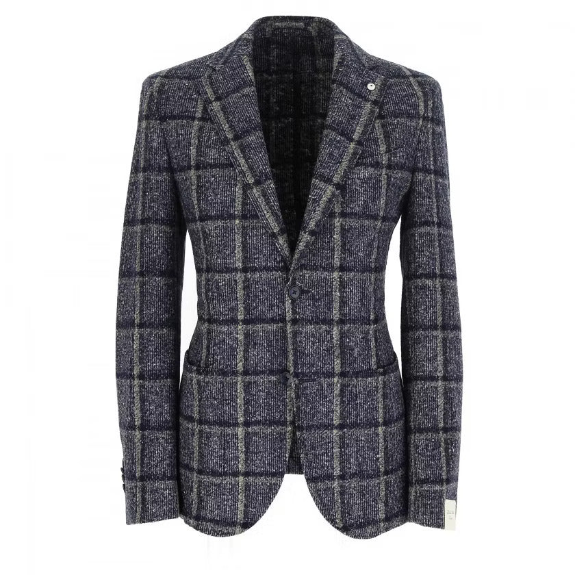 Blue Check Wool Jersey Contemporary Fit Sport Jacket - L.B.M 1911 - Boutique Jacques Last Call