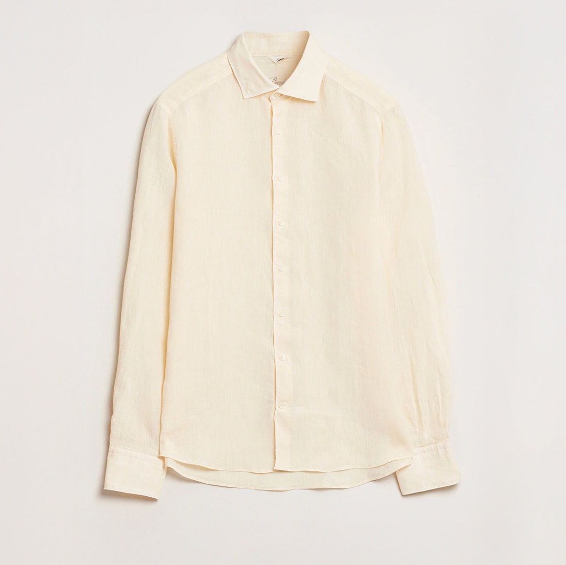 Butter Yellow Linen Casual Slimline Shirt - Stenströms
