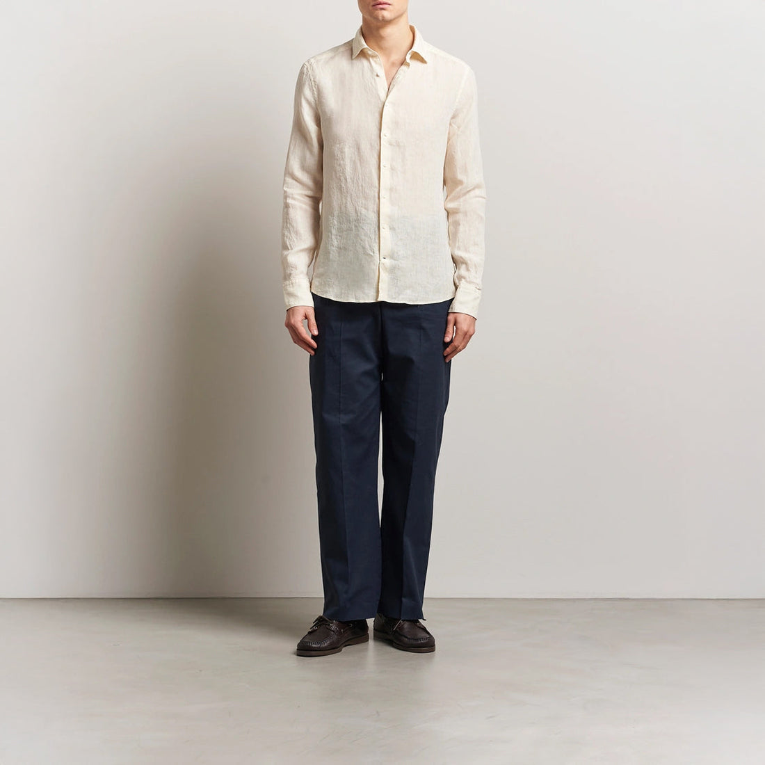 Butter Yellow Linen Casual Slimline Shirt - Stenströms
