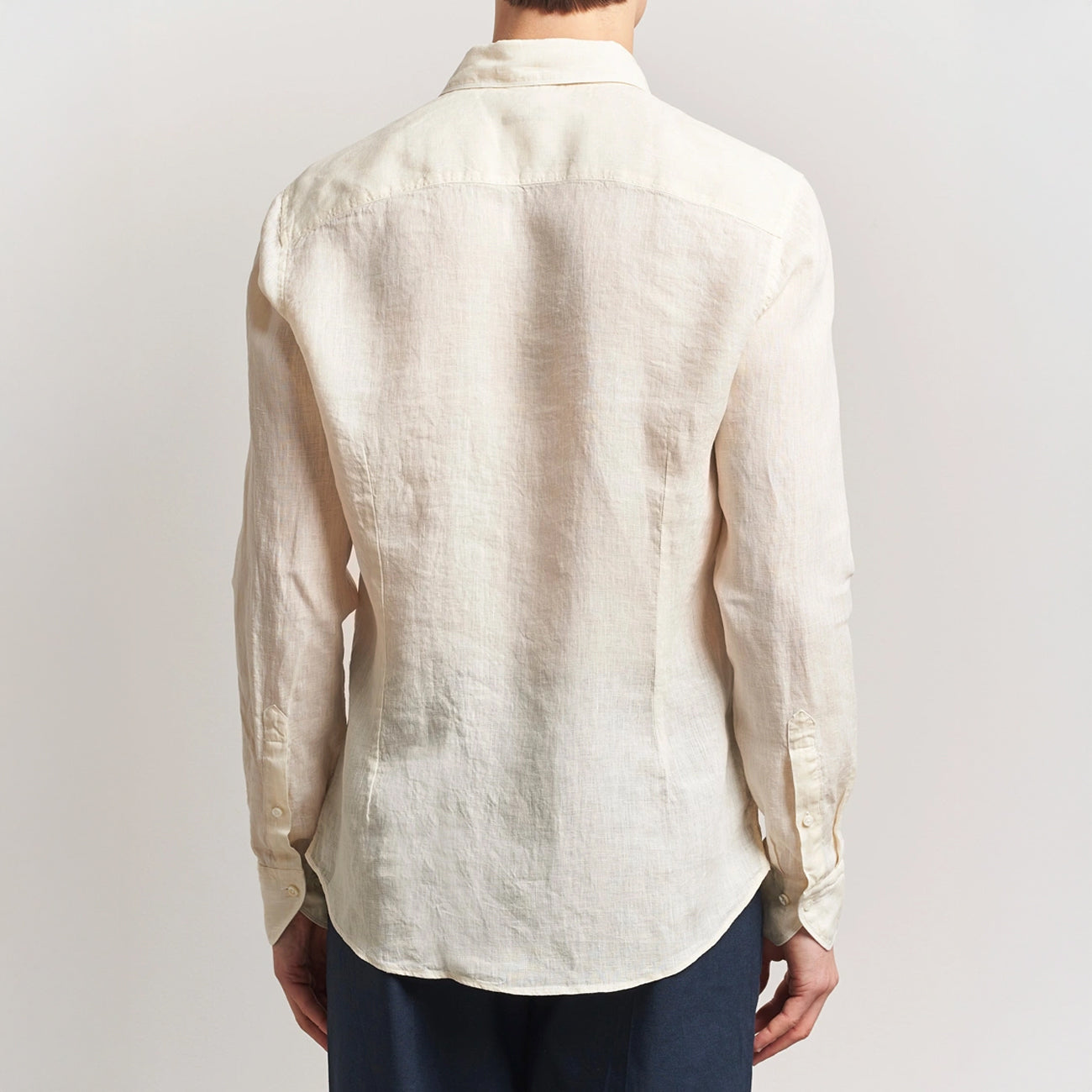 Butter Yellow Linen Casual Slimline Shirt - Stenströms