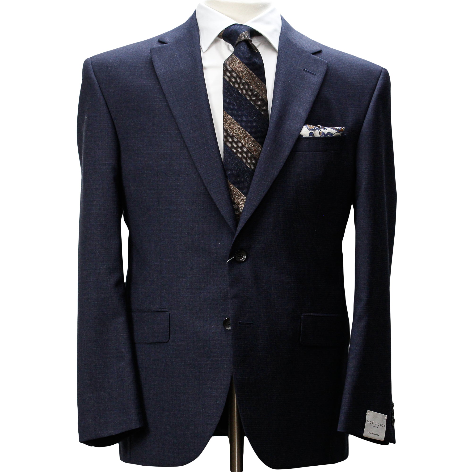 Navy Neat Micro-Check Napoli Classic Fit Wool Suit - Jack Victor