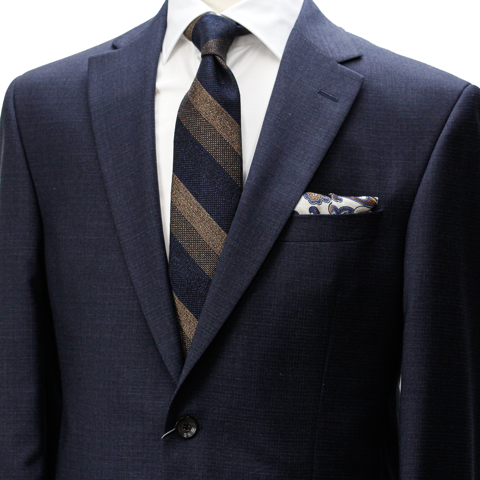 Navy Neat Micro-Check Napoli Classic Fit Wool Suit - Jack Victor