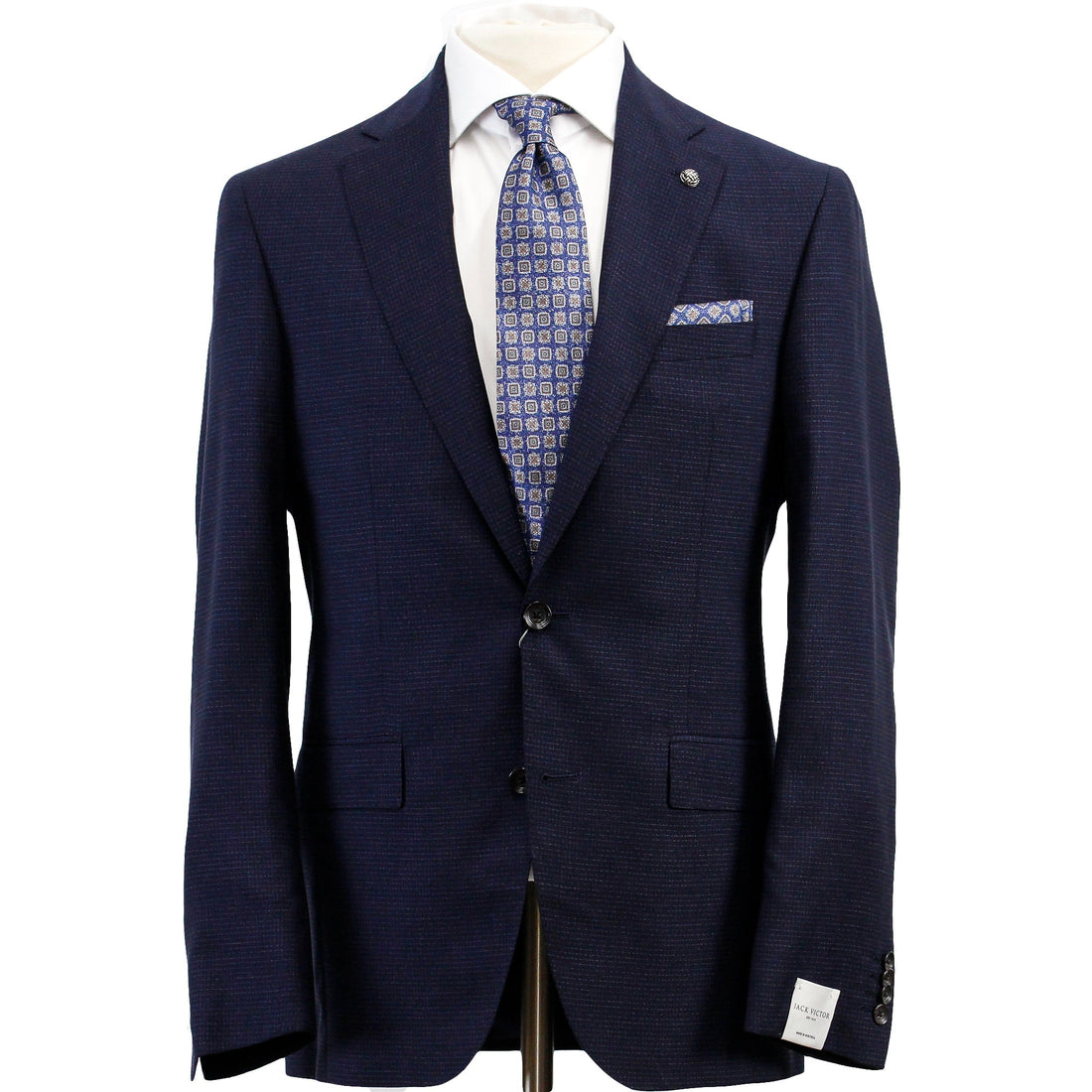 Navy Micro-Check Esprit Modern Fit Lyocell-Wool Suit - Jack Victor - Boutique Jacques Last Call