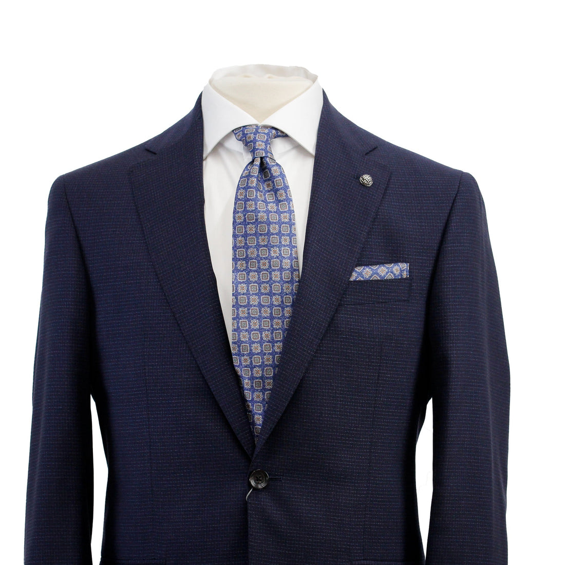 Navy Micro-Check Esprit Modern Fit Lyocell-Wool Suit - Jack Victor - Boutique Jacques Last Call