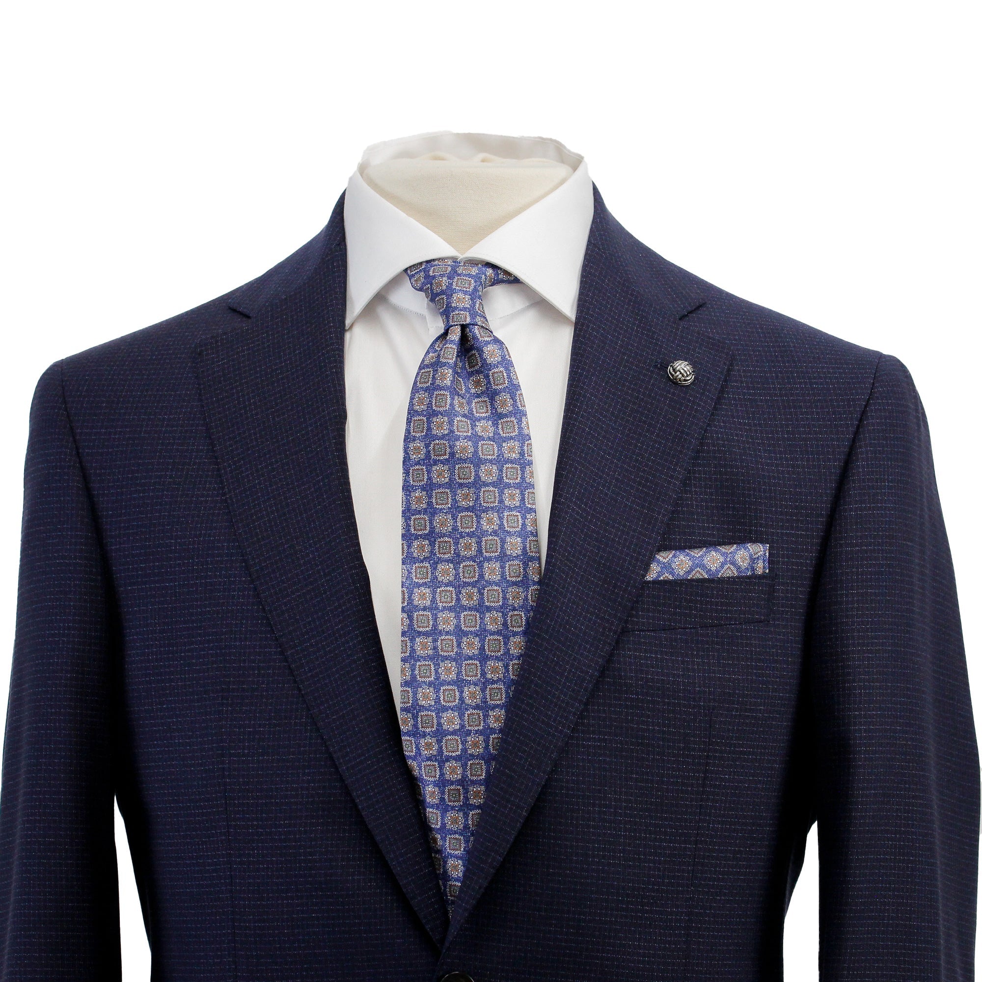 Navy Micro-Check Esprit Modern Fit Lyocell-Wool Suit - Jack Victor - Boutique Jacques Last Call