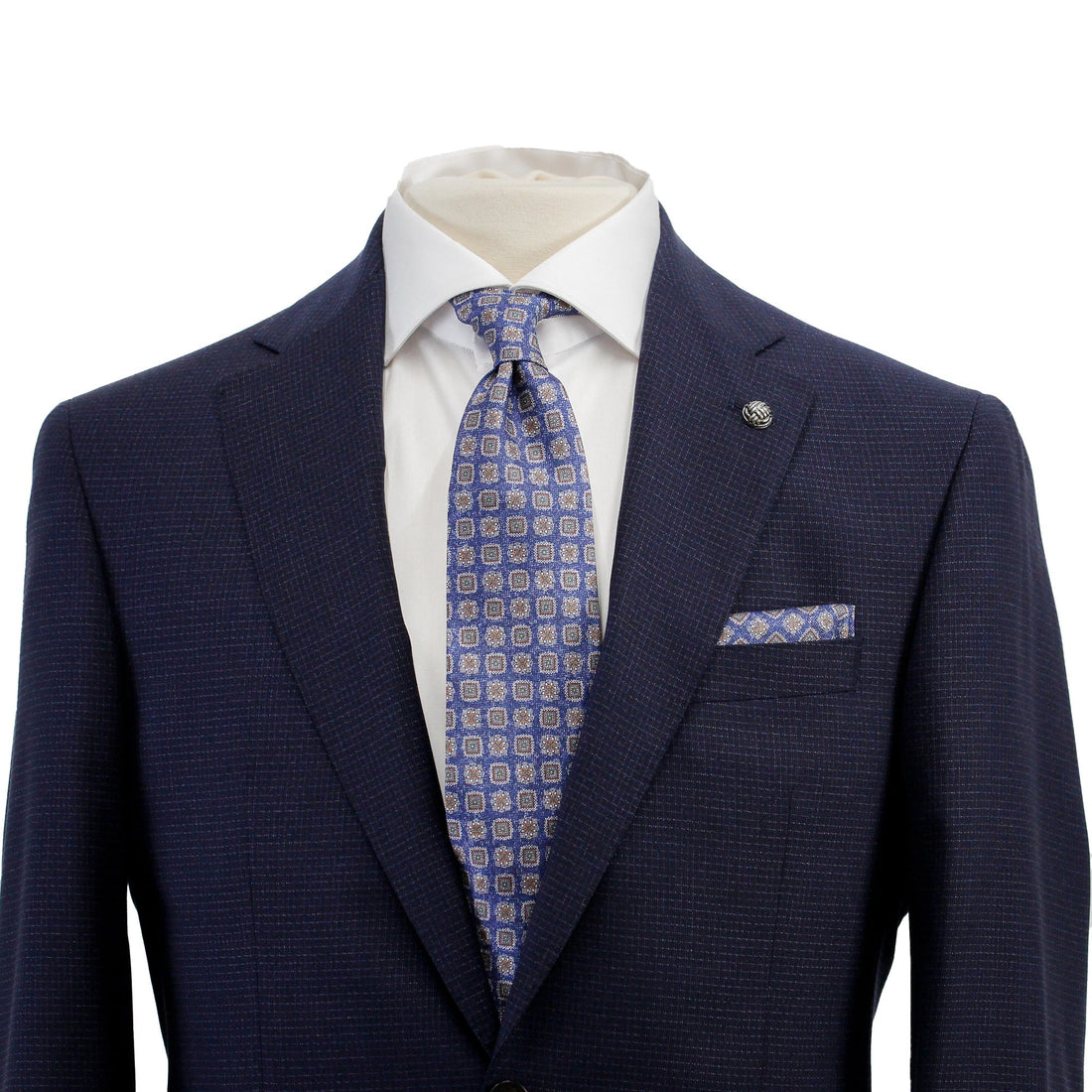 Navy Micro-Check Esprit Modern Fit Lyocell-Wool Suit - Jack Victor - Boutique Jacques Last Call