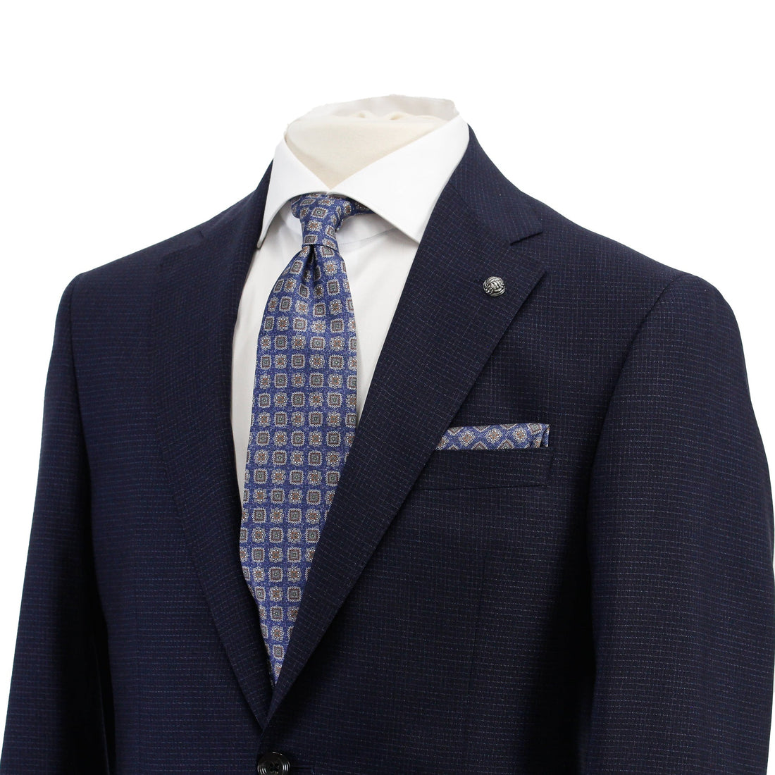 Navy Micro-Check Esprit Modern Fit Lyocell-Wool Suit - Jack Victor - Boutique Jacques Last Call