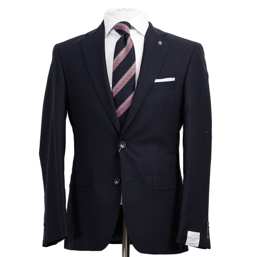 Navy Blue Crepe Finish Esprit Modern Fit Wool Suit - Jack Victor