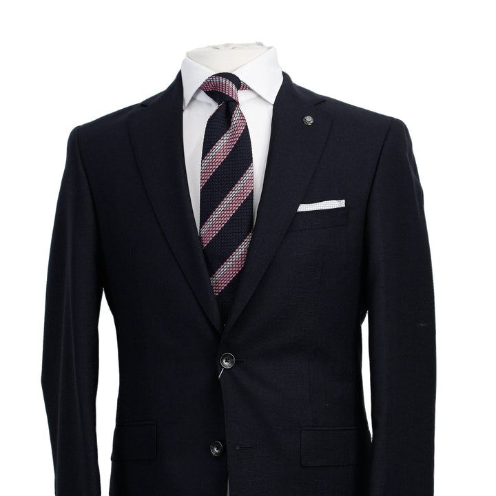 Navy Blue Crepe Finish Esprit Modern Fit Wool Suit - Jack Victor