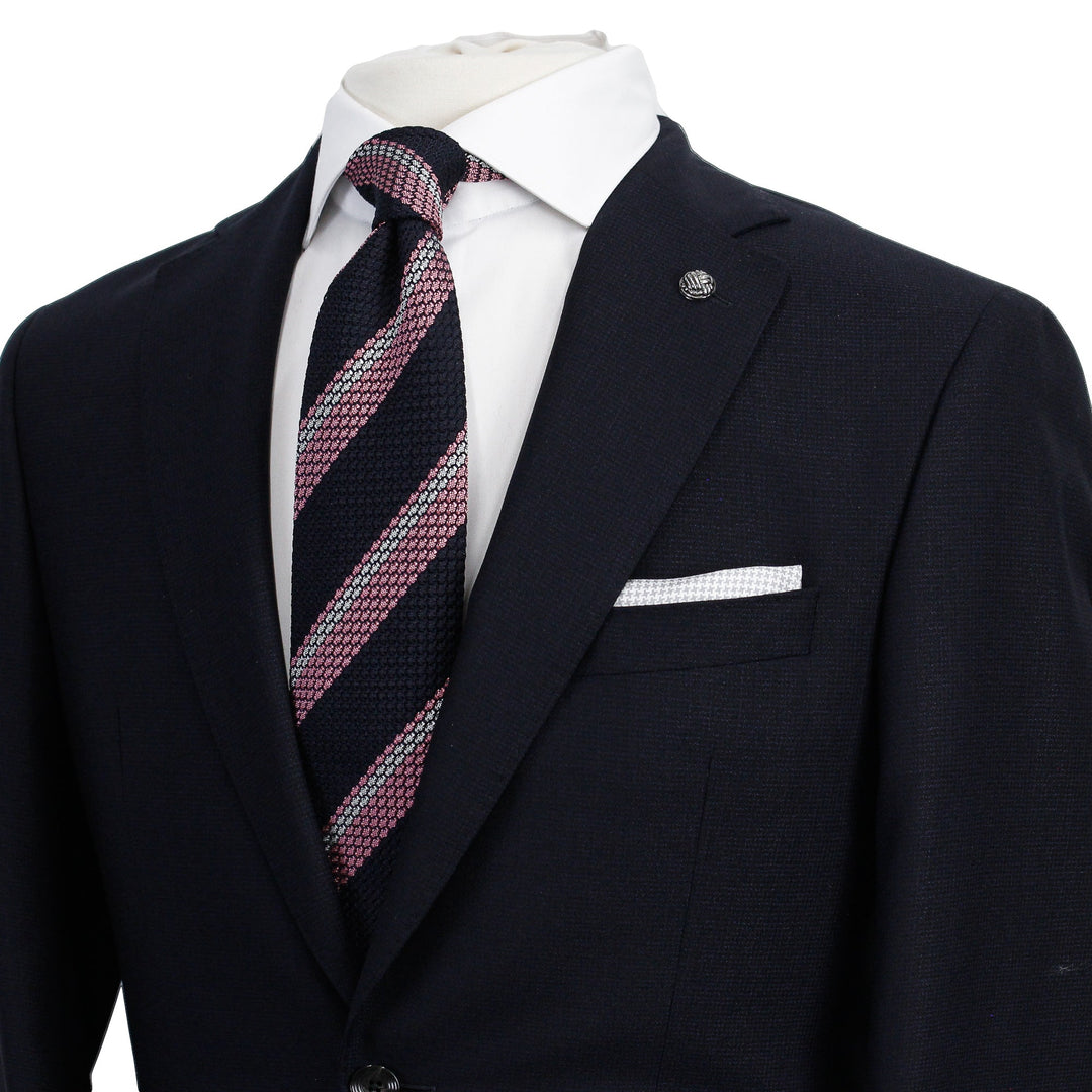 Navy Blue Crepe Finish Esprit Modern Fit Wool Suit - Jack Victor