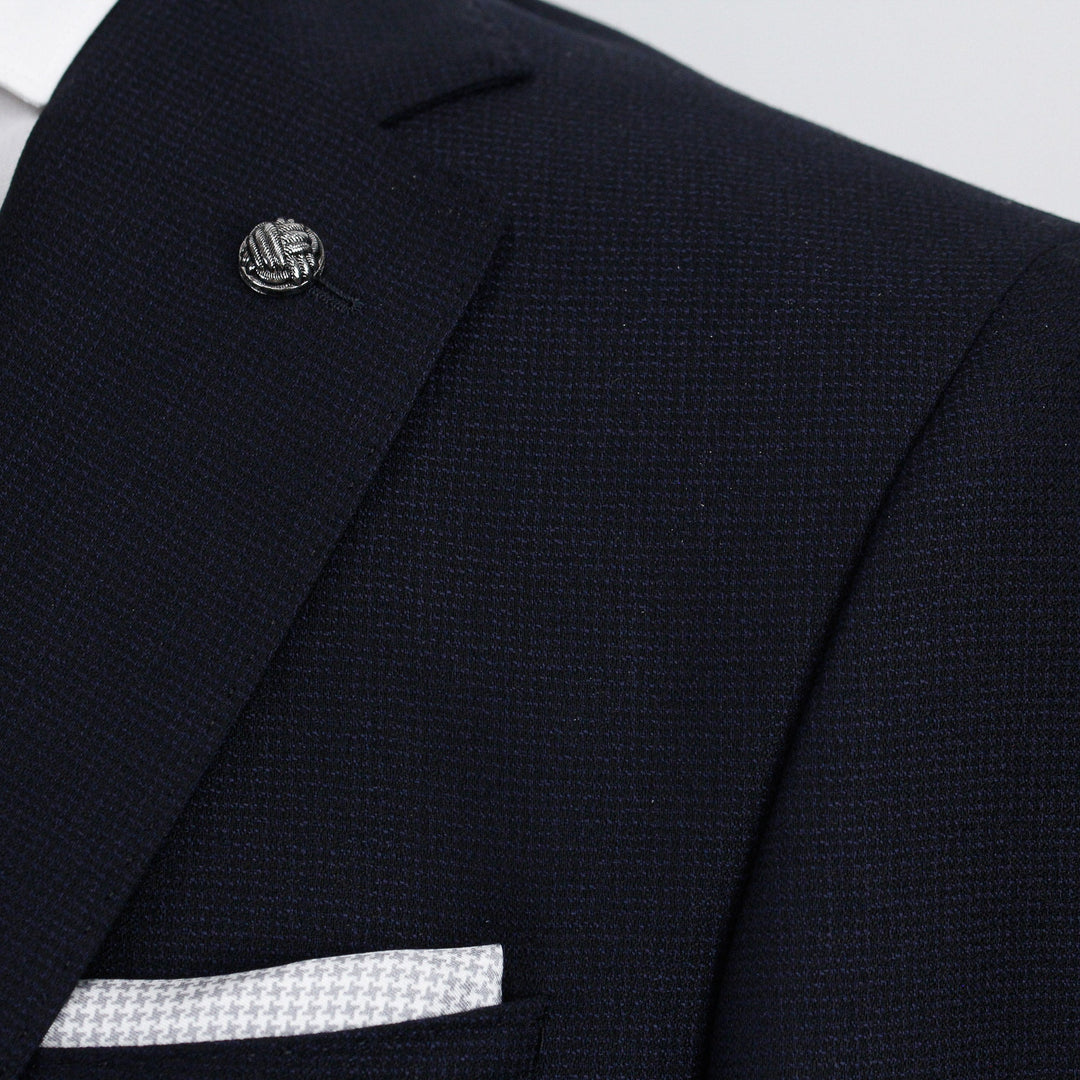 Navy Blue Crepe Finish Esprit Modern Fit Wool Suit - Jack Victor