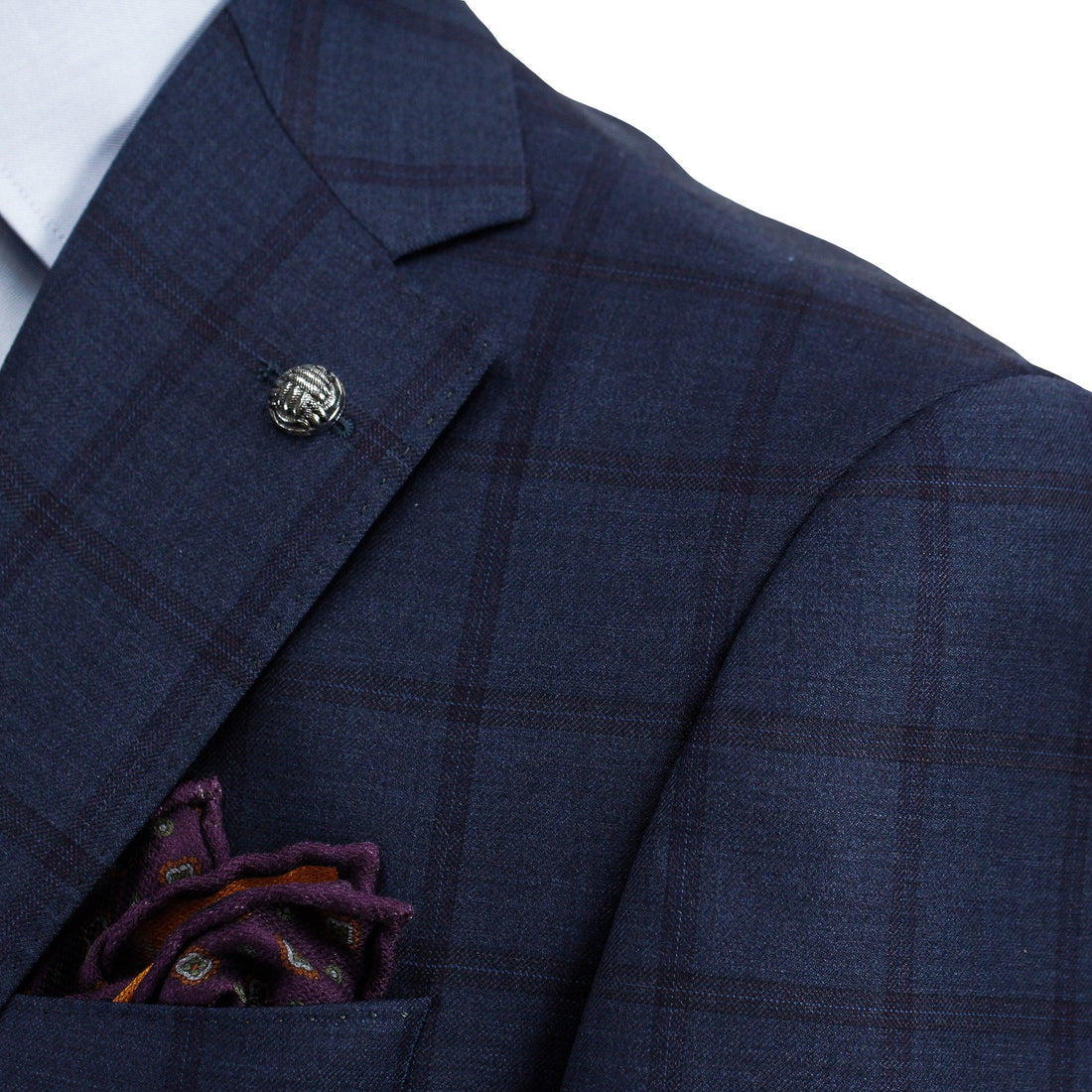 Blue Windowpane Check Esprit Modern Fit Wool Suit - Jack Victor