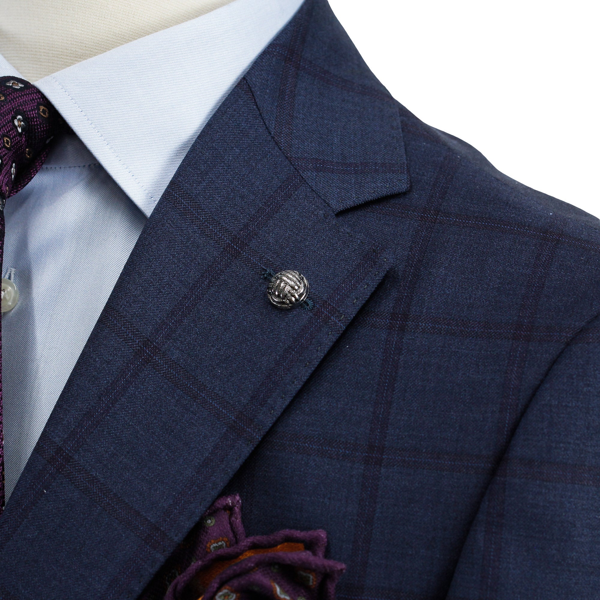 Blue Windowpane Check Esprit Modern Fit Wool Suit - Jack Victor