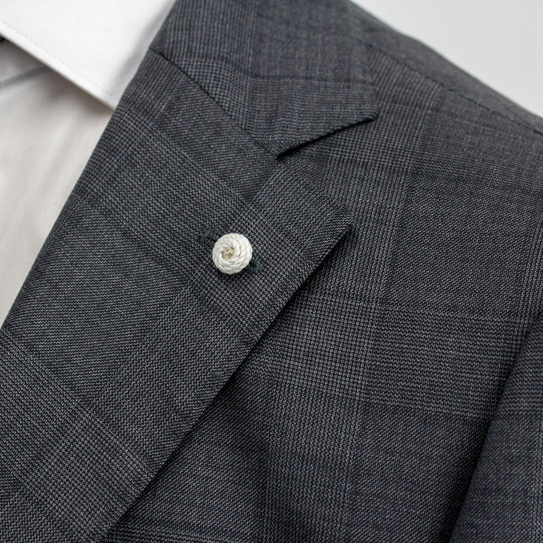 Charcoal Windowpane Wool Contemporary Fit Suit - Luigi Bianchi