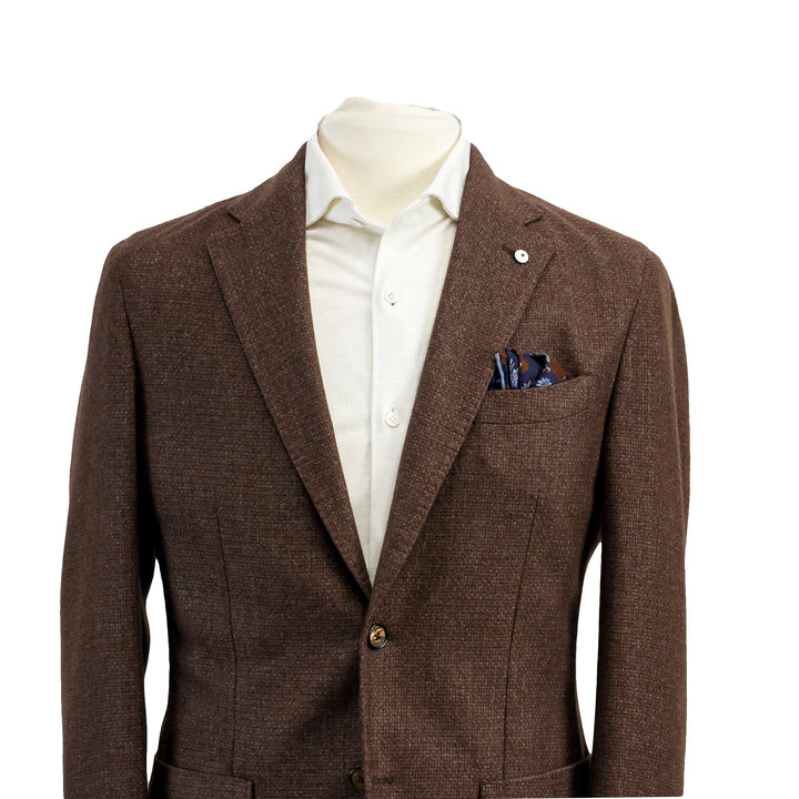 Chocolate Brown Jersey Contemporary Fit Sport Jacket - L.B.M 1911