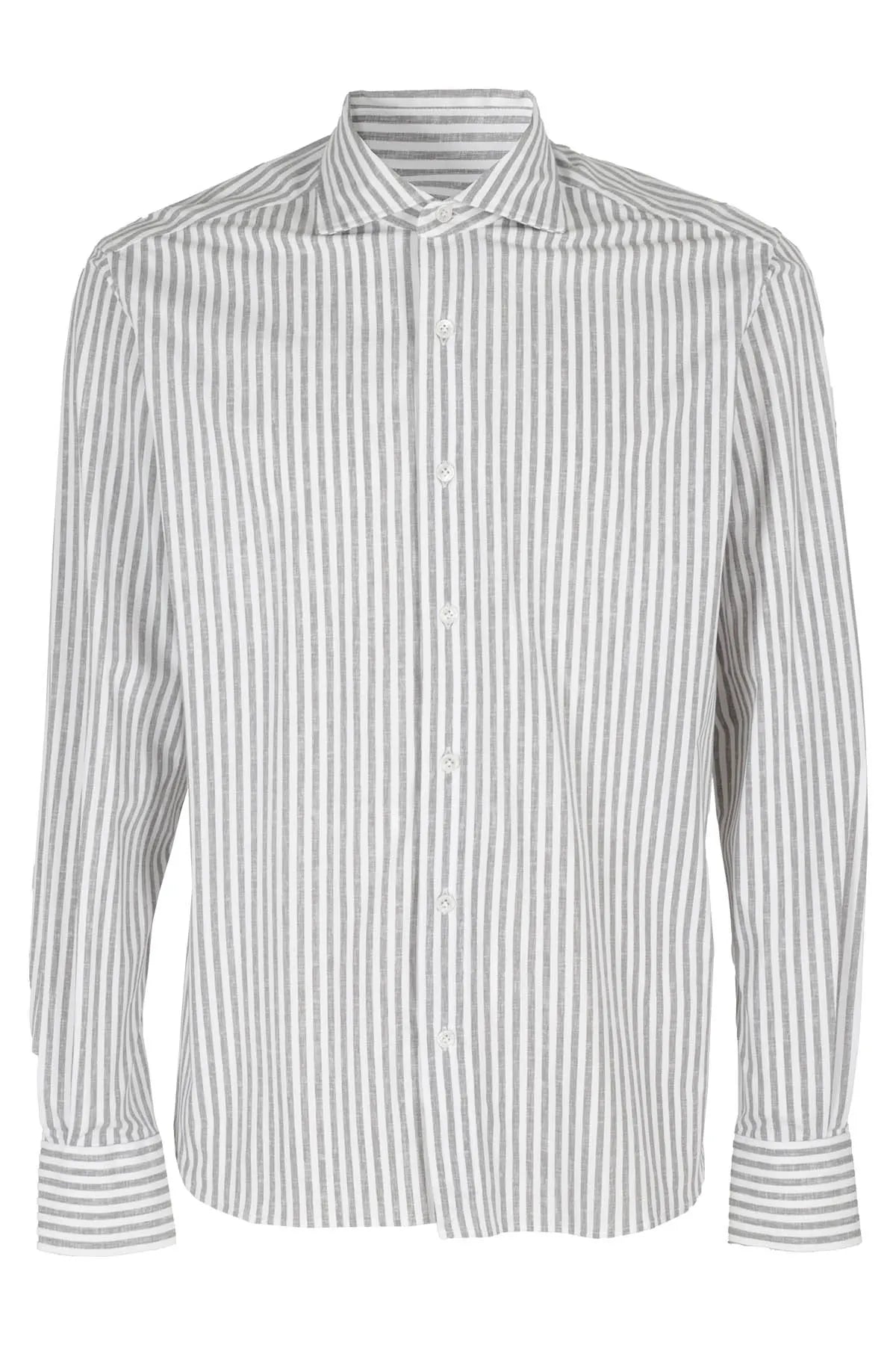 Gray Stripe Jersey Stretch Dress Shirt Slim Fit- Orian - Boutique Jacques Last Call